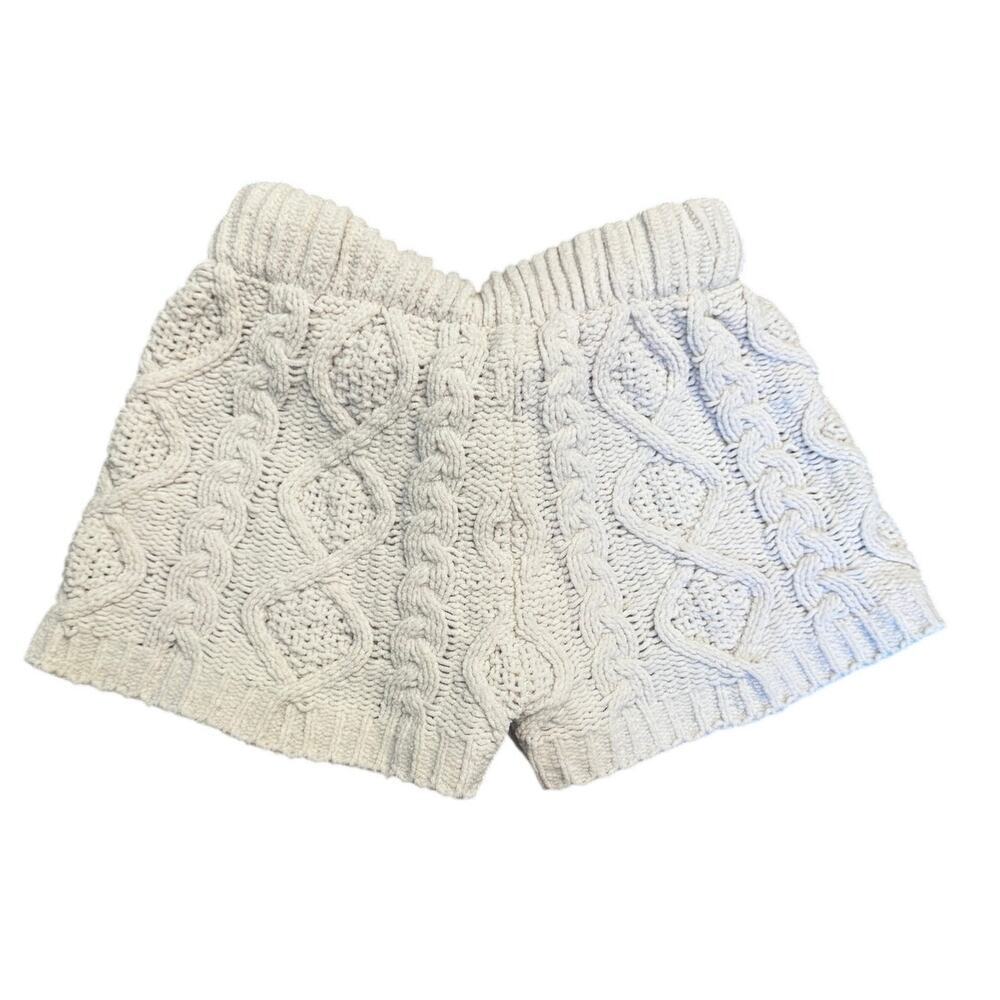 POL Cable Knit Sweater Shorts Boho Cream Drawstring Lounge - Picture 3 of 5
